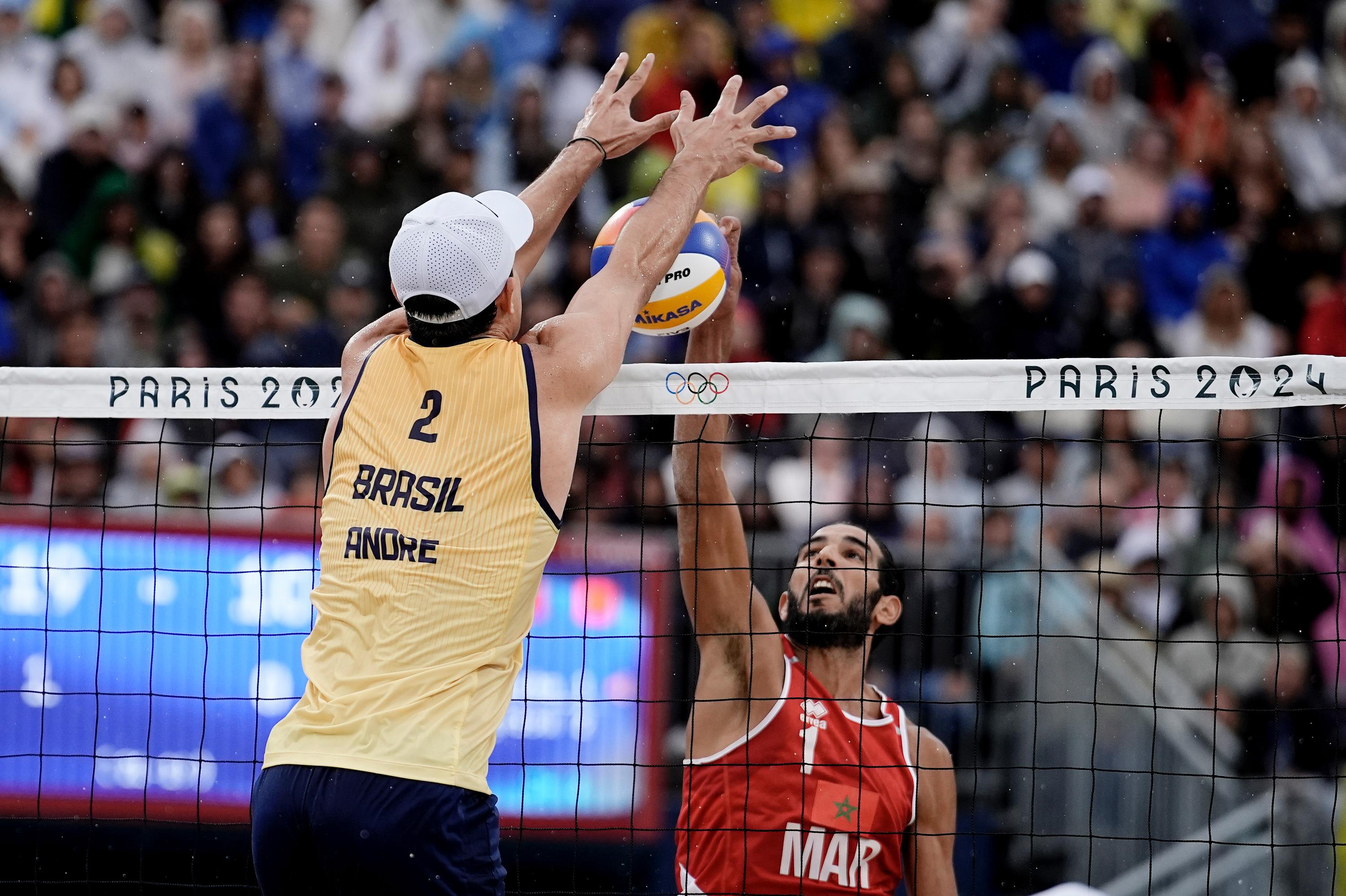 André e George estrearam com vitória no vôlei de praia dos Jogos Olímpicos de Paris 2024. FOTO: Alexandre Loureiro/COB